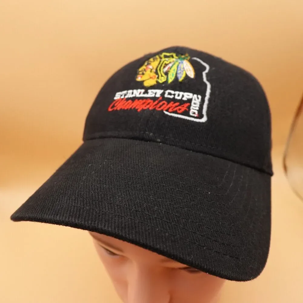Chicago Blackhawks Hat Cap 2010 Stanley Cup Champions Strap Back NHL Hockey Mens